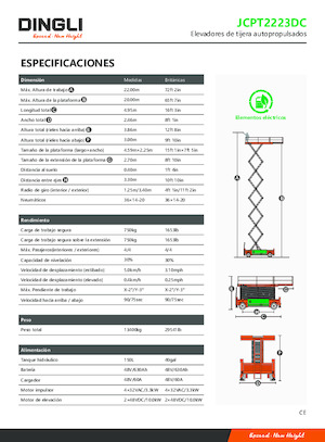 Wheeled scissor lifts Dingli JCPT2223DC