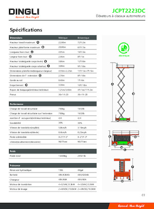Wheeled scissor lifts Dingli JCPT2223DC