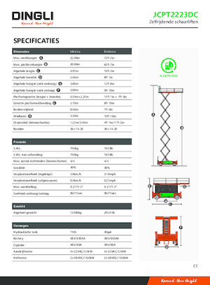 Wheeled scissor lifts Dingli JCPT2223DC