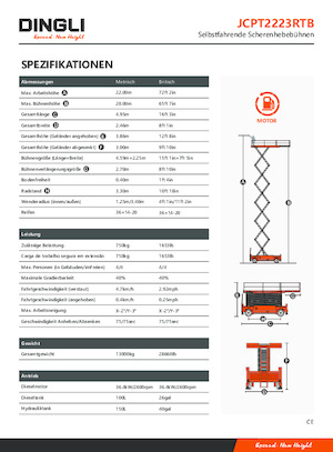 Wheeled scissor lifts Dingli JCPT2223RTB