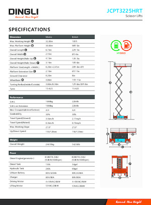 Tekerlekli makas asansörleri Dingli JCPT3225HRT