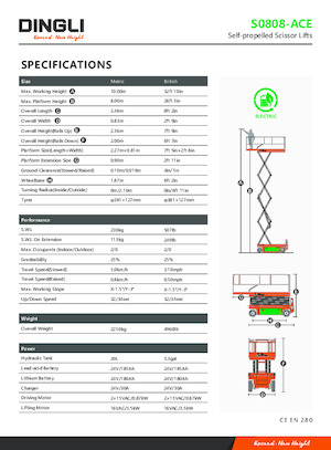Tekerlekli makas asansörleri Dingli S0808-ACE