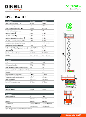 Tekerlekli makas asansörleri Dingli S1612AC+