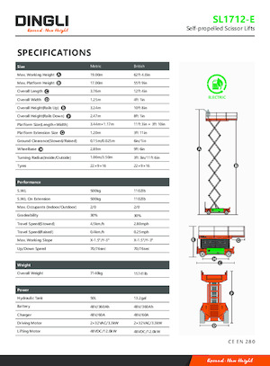 Wheeled scissor lifts Dingli SL1712-E