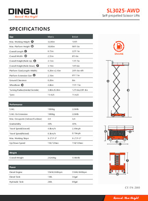 Tekerlekli makas asansörleri Dingli SL3025-AWD