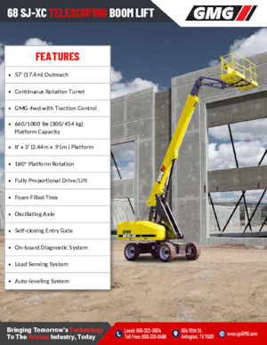 Wheeled Telescopic Boom Lifts GMG 68 SJ-XC 