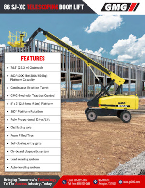 Wheeled Telescopic Boom Lifts GMG 86 SJ-XC