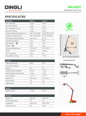 Wheeled Telescopic Boom Lifts Dingli BA24ERT