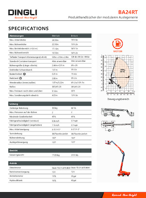 Tekerlekli Teleskopik Bomlu Vinçler Dingli BA24RT