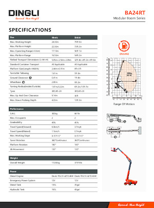 Tekerlekli Teleskopik Bomlu Vinçler Dingli BA24RT