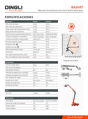 Tekerlekli Teleskopik Bomlu Vinçler Dingli BA24RT