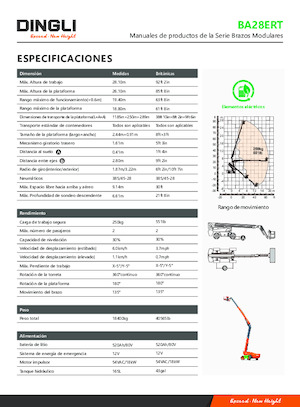 Tekerlekli Teleskopik Bomlu Vinçler Dingli BA28ERT