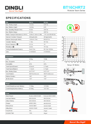 Wheeled Telescopic Boom Lifts Dingli BT16CHRT2