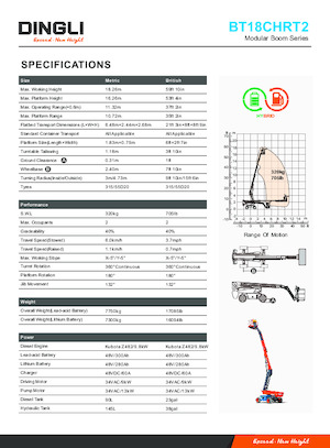 Wheeled Telescopic Boom Lifts Dingli BT18CHRT2