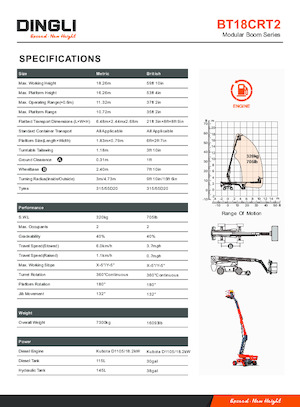 Wheeled Telescopic Boom Lifts Dingli BT18CRT2