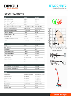 Wheeled Telescopic Boom Lifts Dingli BT20CHRT2