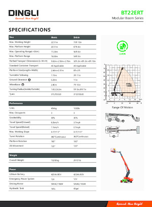 Wheeled Telescopic Boom Lifts Dingli BT22ERT