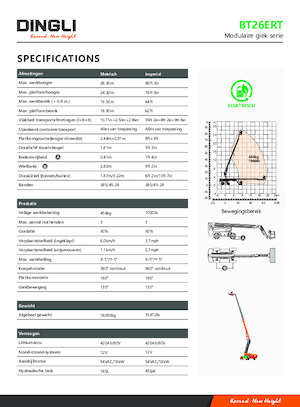 Tekerlekli Teleskopik Bomlu Vinçler Dingli BT26ERT