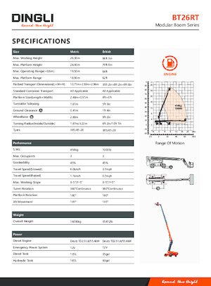 Wheeled Telescopic Boom Lifts Dingli BT26RT