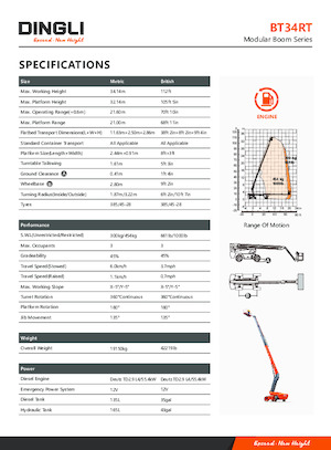 Wheeled Telescopic Boom Lifts Dingli BT34RT