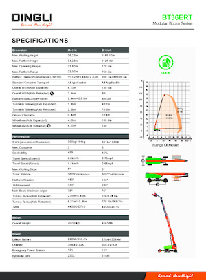 Tekerlekli Teleskopik Bomlu Vinçler Dingli BT36ERT