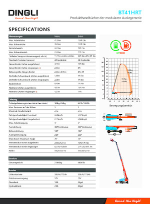 Tekerlekli Teleskopik Bomlu Vinçler Dingli BT41HRT