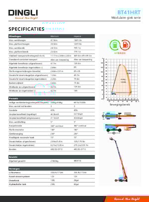 Tekerlekli Teleskopik Bomlu Vinçler Dingli BT41HRT