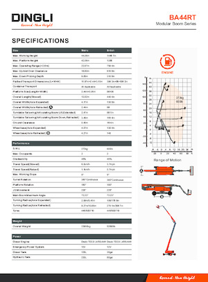 Tekerlekli Teleskopik Bomlu Vinçler Dingli BT44RT