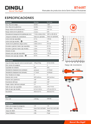 Tekerlekli Teleskopik Bomlu Vinçler Dingli BT44RT