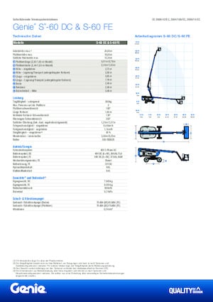 Wheeled Telescopic Boom Lifts Genie S-60 FE