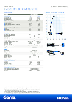 Wheeled Telescopic Boom Lifts Genie S-60 FE