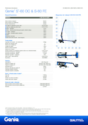 Wheeled Telescopic Boom Lifts Genie S-60 FE