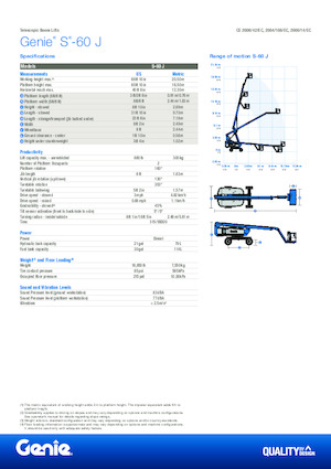 Wheeled Telescopic Boom Lifts Genie S-60 J