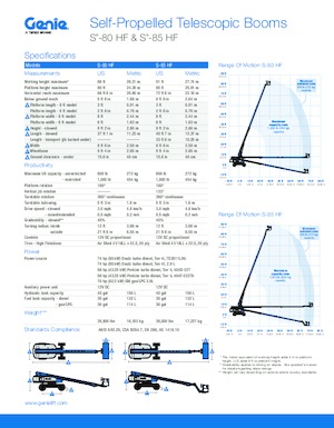 Wheeled Telescopic Boom Lifts Genie S-80 HF