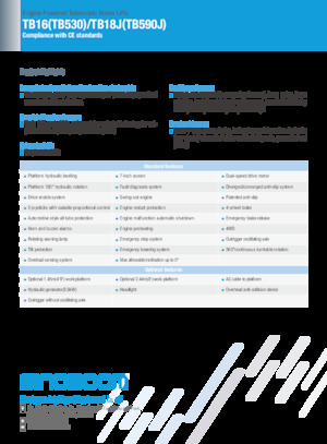 Tekerlekli Teleskopik Bomlu Vinçler Sinoboom TB18J