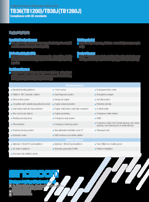 Tekerlekli Teleskopik Bomlu Vinçler Sinoboom TB36