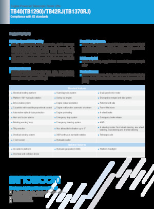 Wheeled Telescopic Boom Lifts Sinoboom TB42RJ 