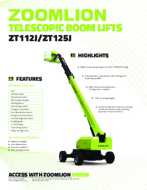 Tekerlekli Teleskopik Bomlu Vinçler Zoomlion ZT112J