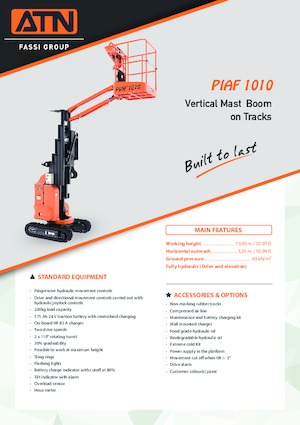 Single Vertical Mast Boom Lifts ATN PIAF 1010
