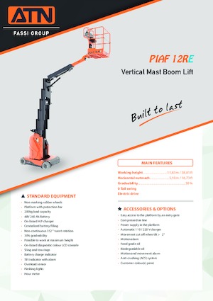 Tek Dikey Direkli Sepetli Vinçler ATN PIAF 12RE