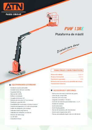 Single Vertical Mast Boom Lifts ATN PIAF 13RE