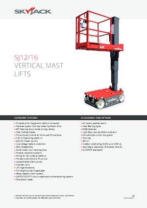 Single Vertical Mast Boom Lifts Skyjack SJ 16