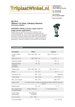Gasoline and Diesel Rammers Wacker Neuson BS70-2 11