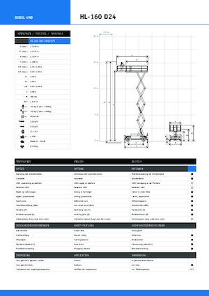 Tekerlekli makas asansörleri Holland-Lift HL 160 D 24 4WD/P/N