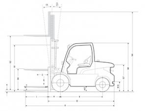 Mitsubishi FD 45 N Dimensions and Size