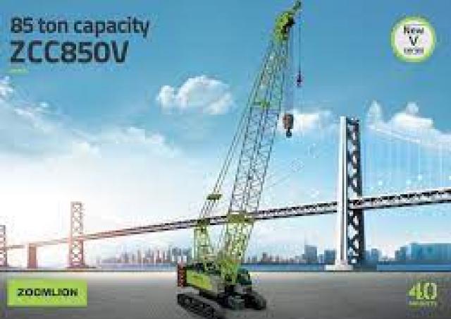 Zoomlion ZCC850V crane - load chart, specs & dimensions (2022