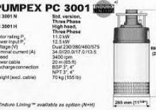 Sewage Pumps Pumpex PC 3001 V